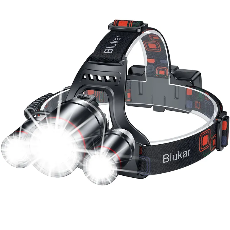 Blukar IPX6 Waterproof Adjustable Focus Headlight Rechargeable with 3 Lights 5 Modes