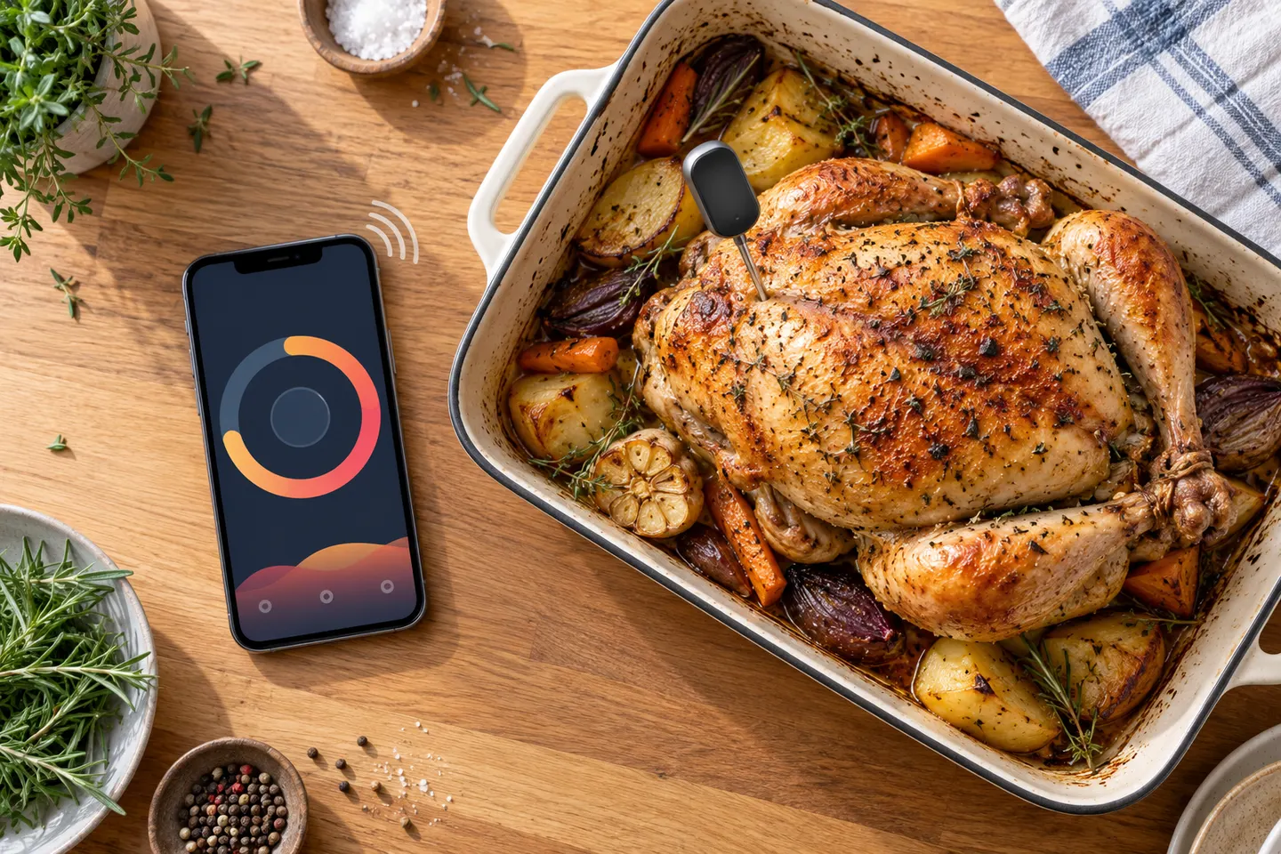 Grillthermometer mit App für Bluetooth und WLAN