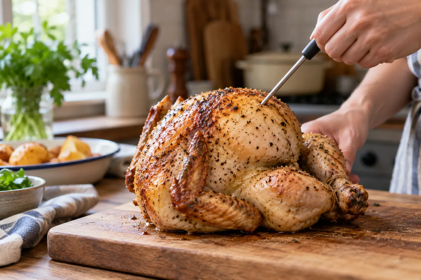 Where to Insert a Meat Thermometer in a Whole Chicken
